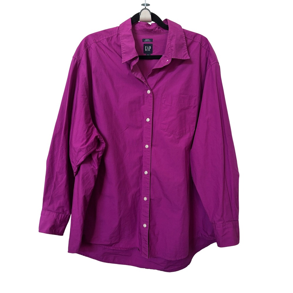 Gap‎ The Big Shirt Rose Verbena Purple Pink Cotton Oversized Button Down XL